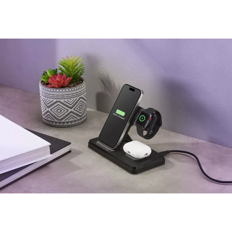 Tech Pop mobile device dock station Smartwatch/Smartphone Black