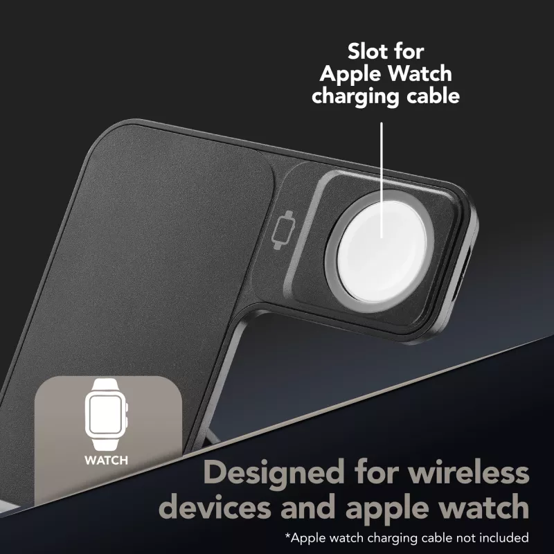 Tech Pop mobile device dock station Smartwatch/Smartphone Black