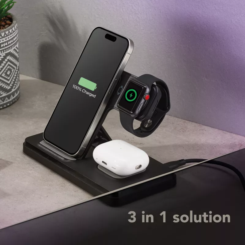 Tech Pop mobile device dock station Smartwatch/Smartphone Black