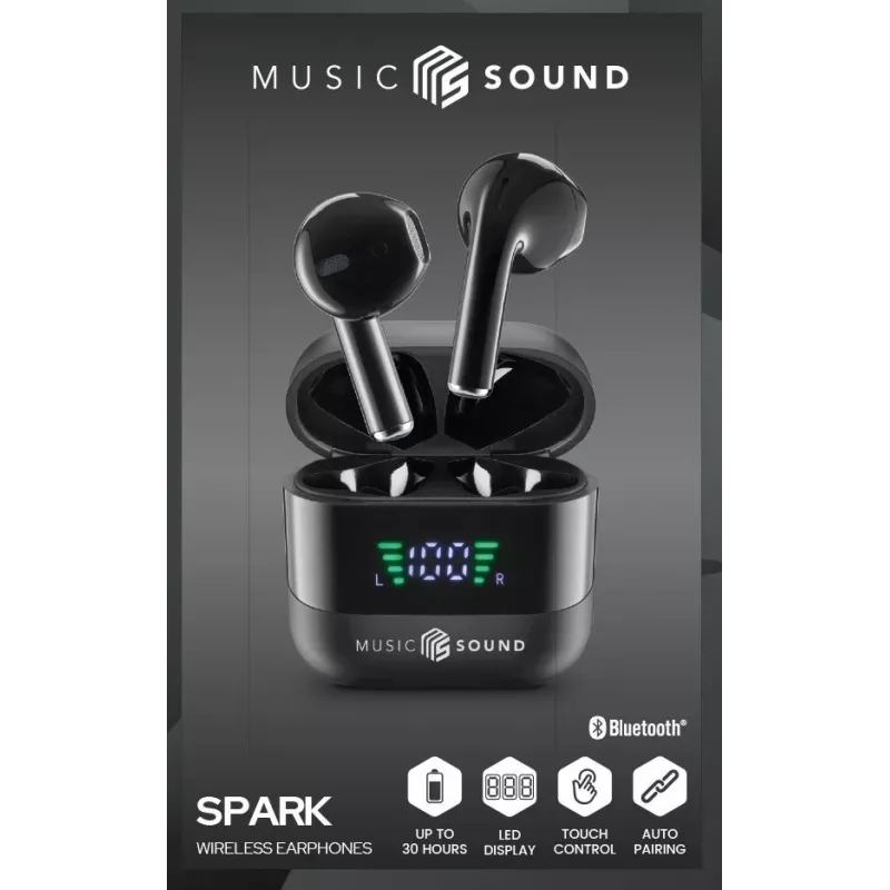 Music Sound SPARK Auricolare TWS con Display LED