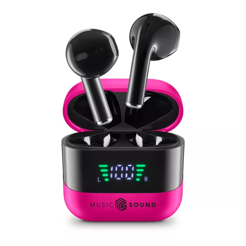 Music Sound SPARK Auricolare TWS con Display LED, True Wireless Stereo (TWS), Calls/Music, 66 g, Headset, Pink