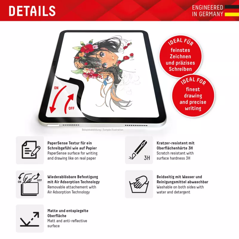 Displex TABLET PAPERSENSE for iPad Pro 13'' (2024)/Air 13'' (2025/2024), removable writing or drawing film with Paper Feeling