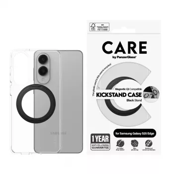 PanzerGlass CARE™ by ® Case Transparent w. Black Kickstand & Qi Compatible Samsung S25 Edge