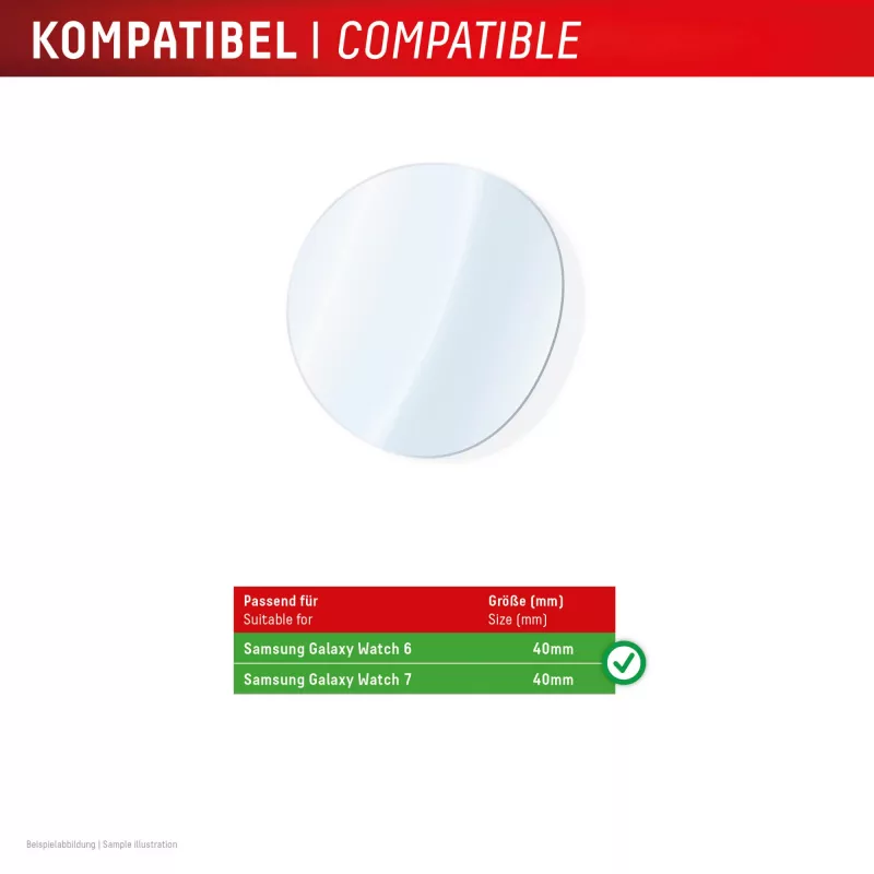 Displex 9H Glass Galaxy Watch 7/6 (40mm), 2-Pack, Ultra-Thin, Borderless, Anti-Smudge, Made in Germany