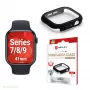 PanzerGlass Displex 10H Tempered Glass Full-Body Case for Apple Watch 41mm (Series 9/8/7), IP68, Snap-On, Black Frosted