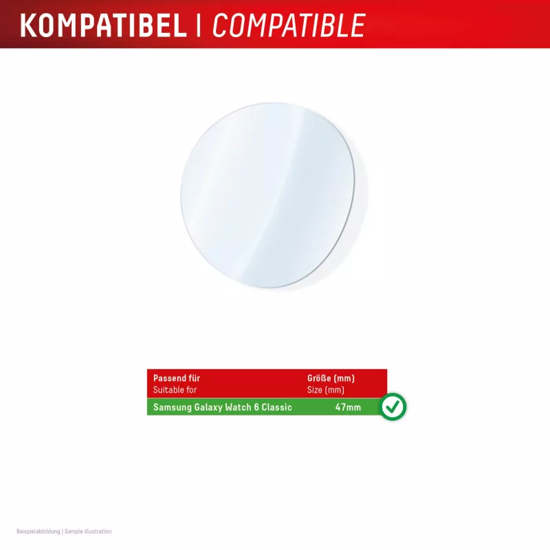 Displex 9H Glass Galaxy Watch 6 Classic (47mm), 2-Pack, Ultra-Thin, Borderless, Anti-Smudge, Made in Germany