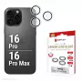 Displex Premium Camera Lens Glass, iPhone 16 Pro/16 Pro Max, 10H, Single Rings, DLC, transparent, Quick Mount
