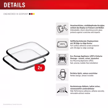 Screen protector Displex Unbreakable Full Cover Smart Glass Apple Watch 11/10 46mm Ultra-Thin Edge-to-Edge 2-Pack