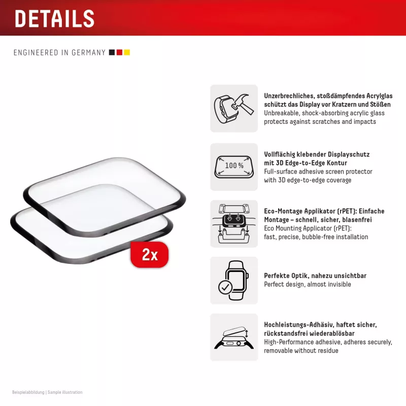 Screen protector Displex Unbreakable Full Cover Smart Glass Apple Watch 11/10 46mm Ultra-Thin Edge-to-Edge 2-Pack