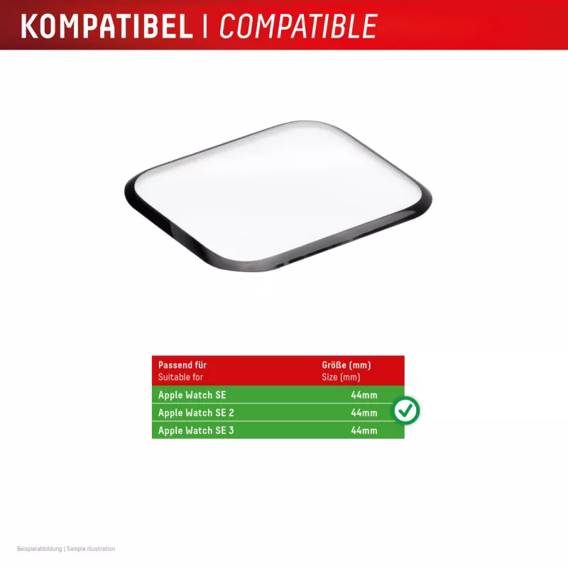 Displex Unbreakable Full Cover Smart Glass Apple Watch SE3/SE2/SE (44mm), 2-Pack, Ultra-Thin, Edge-to-Edge, Eco Mount