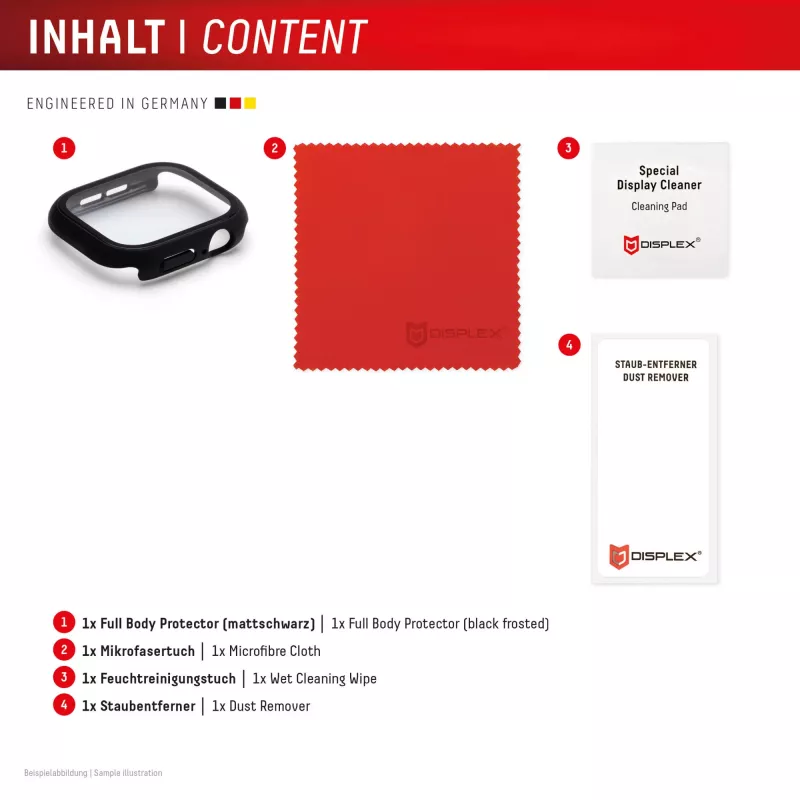 Screen protector PanzerGlass Displex 10H for Apple Watch SE3/SE2/SE (40mm) — Full body, IP68, snap-on, black frosted