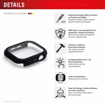 Screen protector PanzerGlass Displex 10H for Apple Watch Ultra 3/Ultra 2/Ultra (49mm), full-body, IP68, snap-on, black frosted