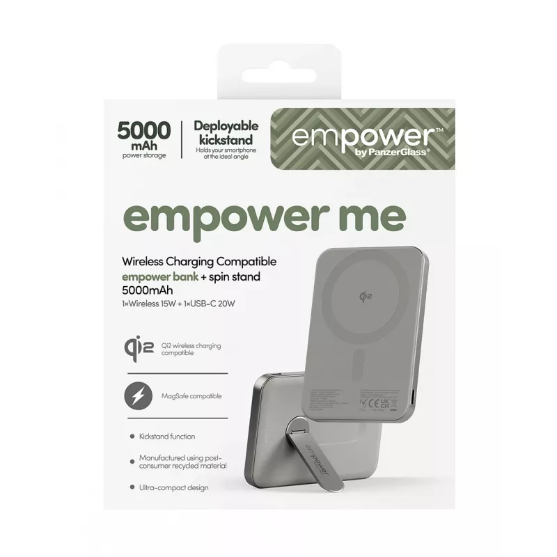 Power Bank PanzerGlass empower by empower Bank w. Spin Stand 5000mAh Titanium