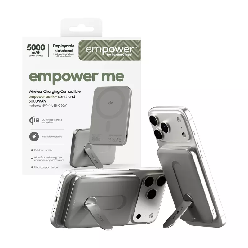 Power Bank PanzerGlass empower by empower Bank w. Spin Stand 5000mAh Titanium