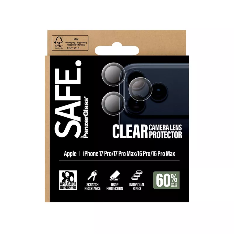 PanzerGlass SAFE. by ® Camera Lens Protector Transparent iPhone 17 Pro | iPhone 17 Pro Max | iPhone 16 Pro | 16 Pro Max