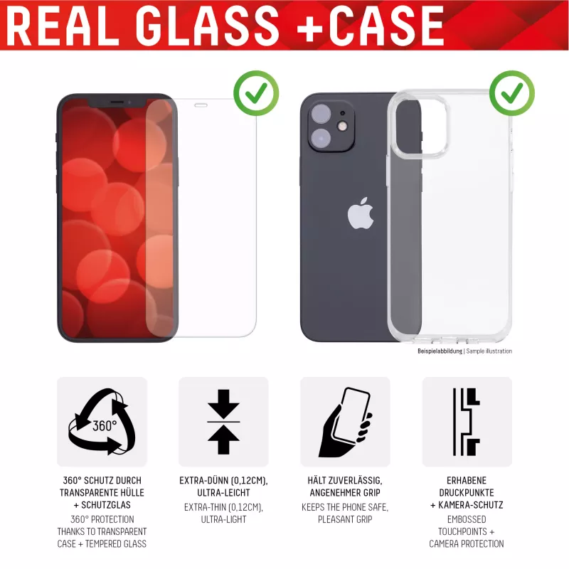 Displex Screen Protector (10H) + Case for Apple iPhone 11, Mounting Sticker, + Case, Tempered Glass, scratch resistant protective film