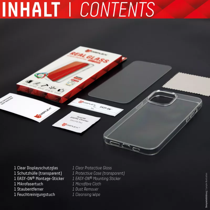 Displex Screen Protector (10H) + Case for Apple iPhone 11, Mounting Sticker, + Case, Tempered Glass, scratch resistant protective film