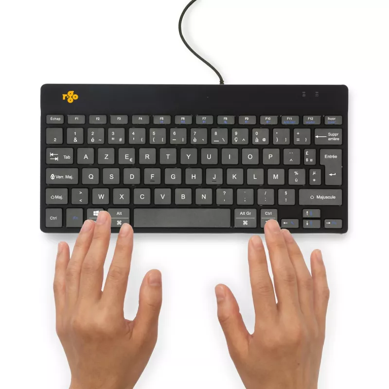 R-Go Tools Ergonomic keyboard R-Go Compact Break, compact keyboard with break software, AZERTY (FR), wired, black