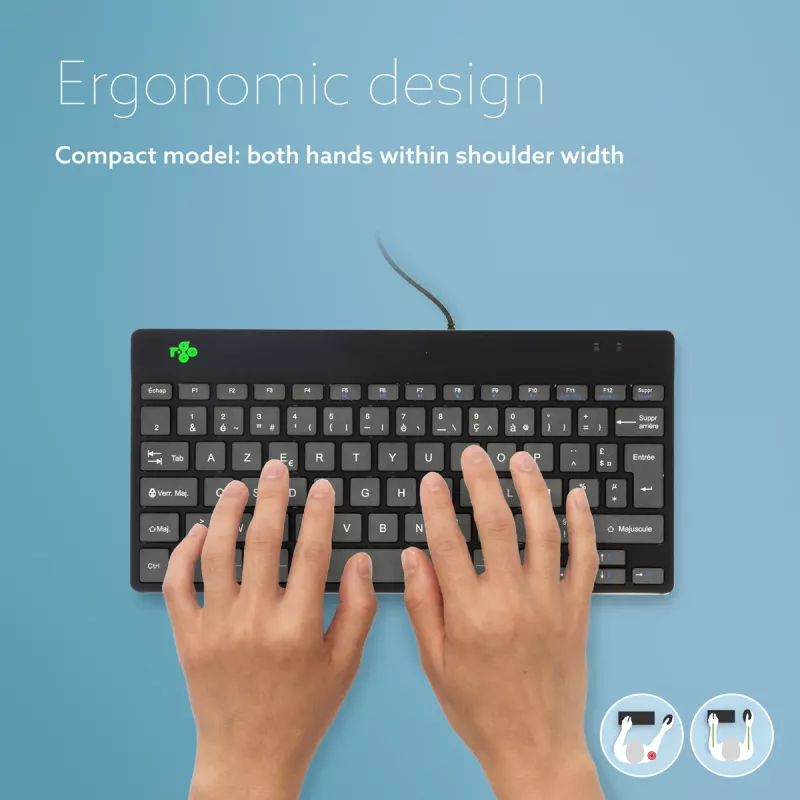 R-Go Tools Ergonomic keyboard R-Go Compact Break, compact keyboard with break software, AZERTY (FR), wired, black
