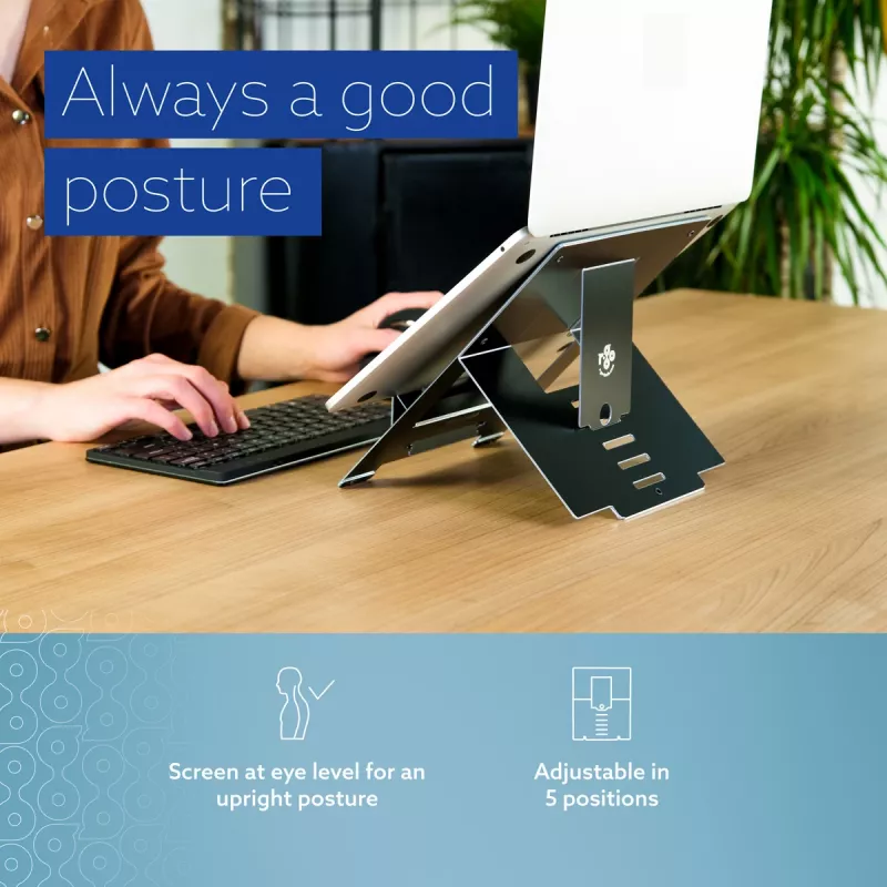 R-Go Tools Laptop stand R-Go Riser Flexible, adjustable folding laptop riser, ergonomic, Hylite aluminum, black