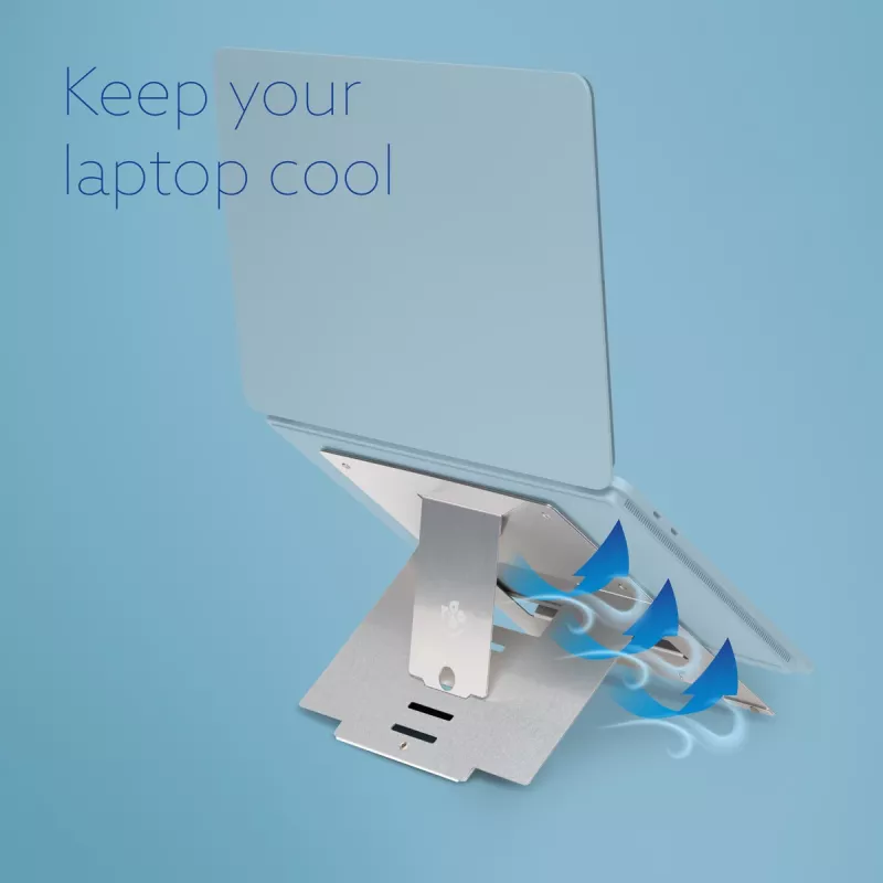 R-Go Tools Laptop stand R-Go Riser Flexible, adjustable folding laptop riser, ergonomic, Hylite aluminum, silver
