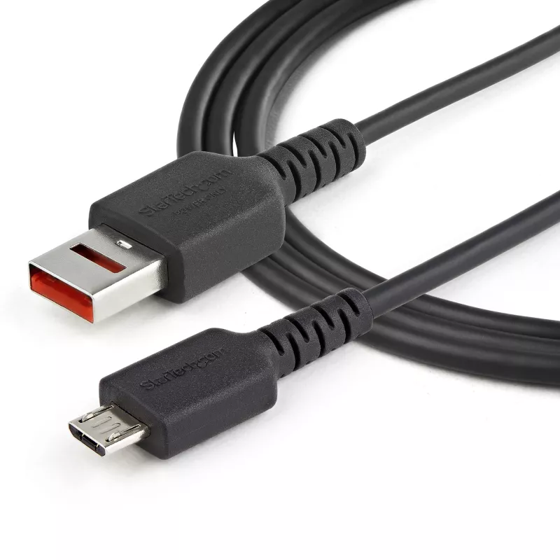 StarTech.com 3ft (1m) Secure Charging Cable – USB-A to Micro USB Data Blocker Charge-Only Cable – Power-Only Charger Cable for Phone/Tablet – Data Blocking USB Protector Adapter Cable