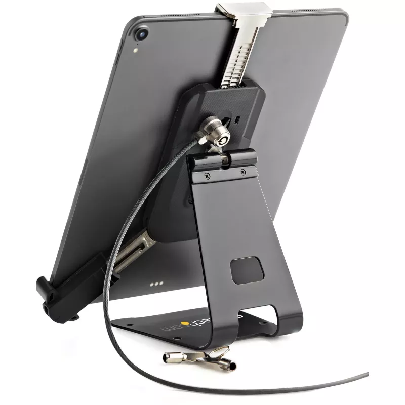 StarTech.com Secure Tablet Stand w/ K-Slot Cable Lock - Locking Tablet Holder for 7.9 inch-13 inch Tablets - Universal Adjustable Tablet Mount for Desk/Surface - Lockable Anti-Theft Security Mount