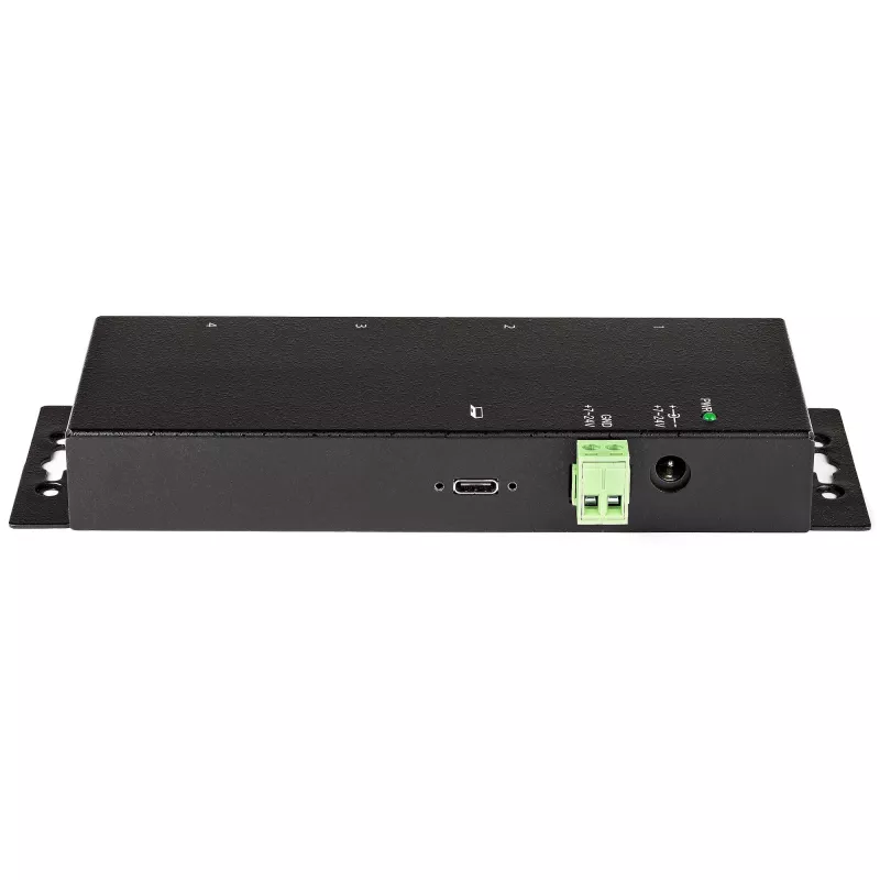 StarTech.com 4 Port USB C Hub 10Gbps - Metal Industrial USB-C Hub - 2x USB-C & 2x USB-A - ESD Surge Protection - USB-C or USB-A Host - Self-Powered Mountable USB 3.2 Gen 2 Type-C Hub