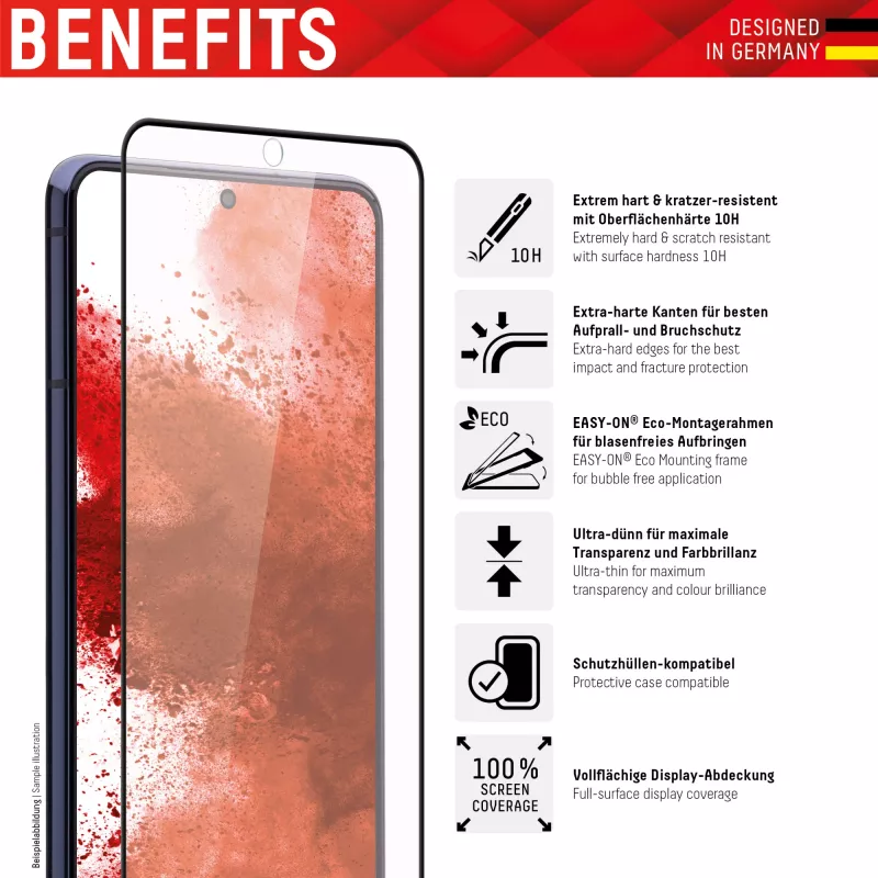 Displex Full Cover Screen Protector Samsung Galaxy S22+ Tempered Glass