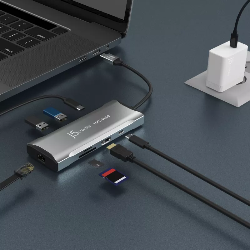 j5create JCD393 4K60 Elite USB-C® 10Gbps Mini Dock, Space Grey