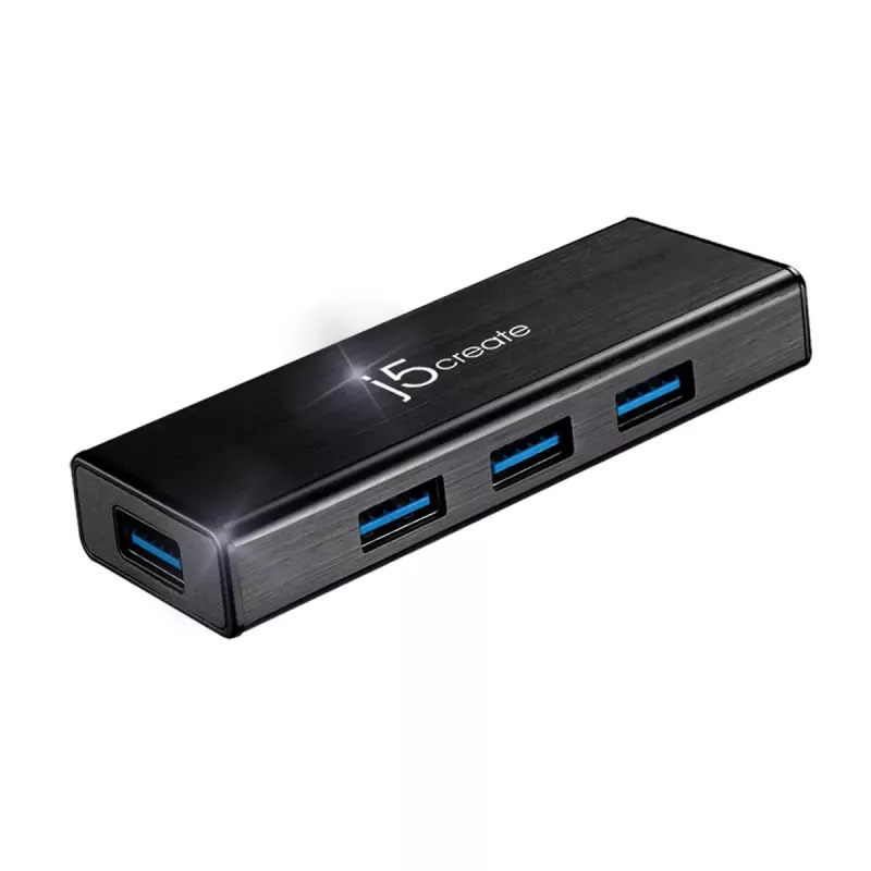USB Hub j5create JUH340 4-Port USB 3.0 Black Aluminium