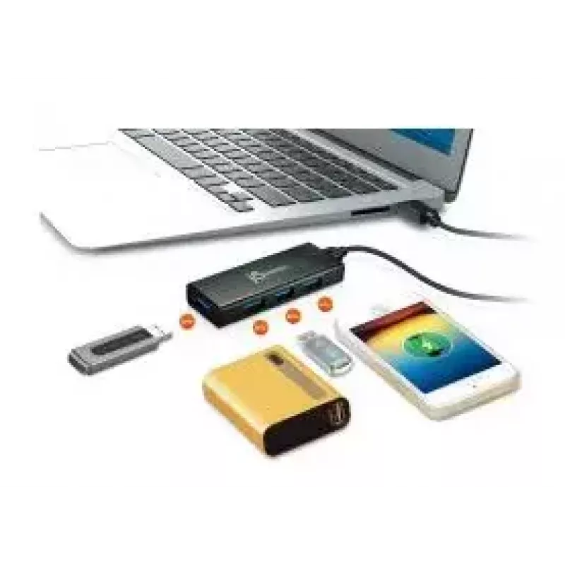 USB Hub j5create JUH340 4-Port USB 3.0 Black Aluminium