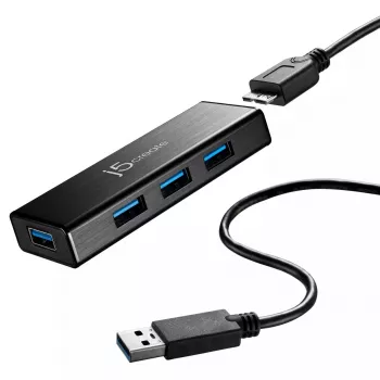 USB Hub j5create JUH340 4-Port USB 3.0 Black Aluminium