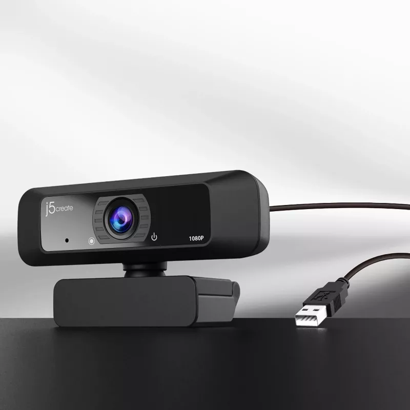 j5create JVCU100 USB™ HD Webcam with 360° Rotation, 1080p Video Capture Resolution, Black