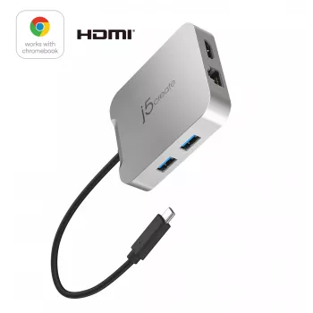 j5create JCD391 4K60 Elite USB-C® PD Multi-Port Adapter, Silver