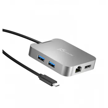j5create JCD391 4K60 Elite USB-C® PD Multi-Port Adapter, Silver