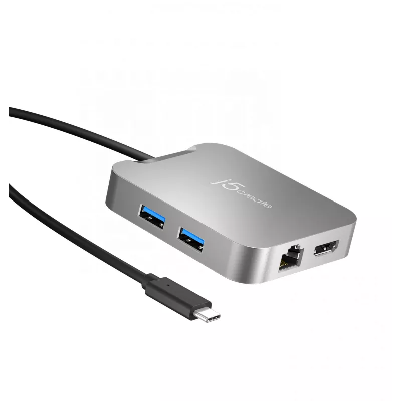j5create JCD391 4K60 Elite USB-C® PD Multi-Port Adapter, Silver