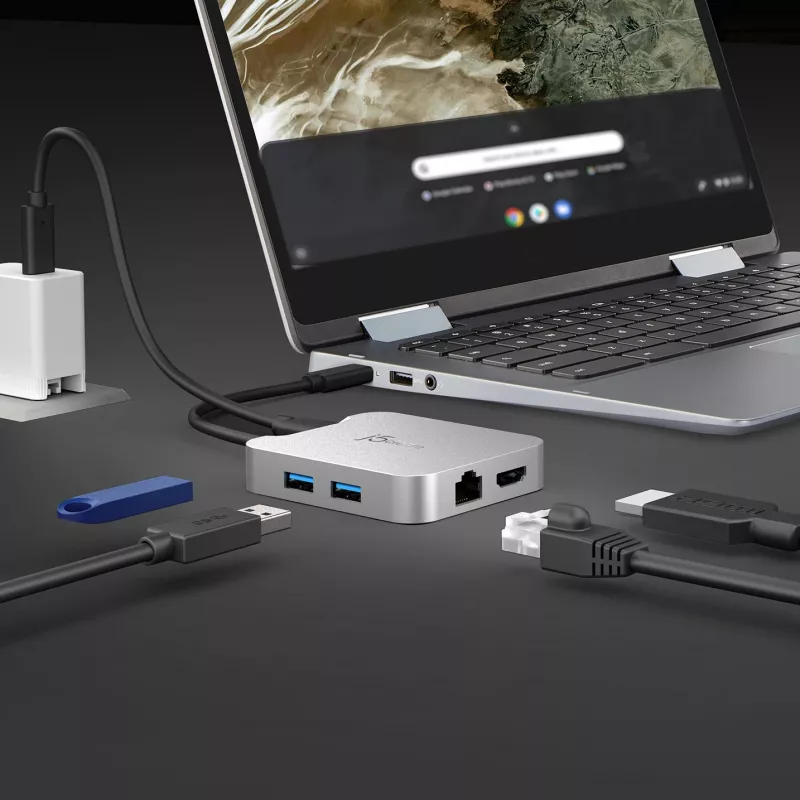 j5create JCD391 4K60 Elite USB-C® PD Multi-Port Adapter, Silver