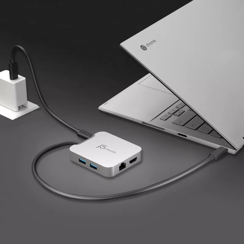 j5create JCD391 4K60 Elite USB-C® PD Multi-Port Adapter, Silver