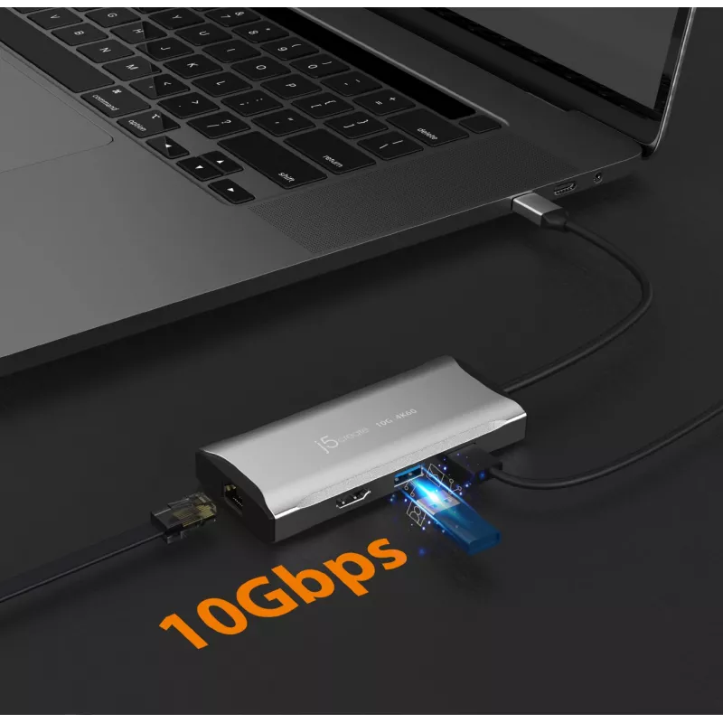 j5create JCD392 4K60 Elite USB-C® 10Gbps Travel Dock, Space Grey