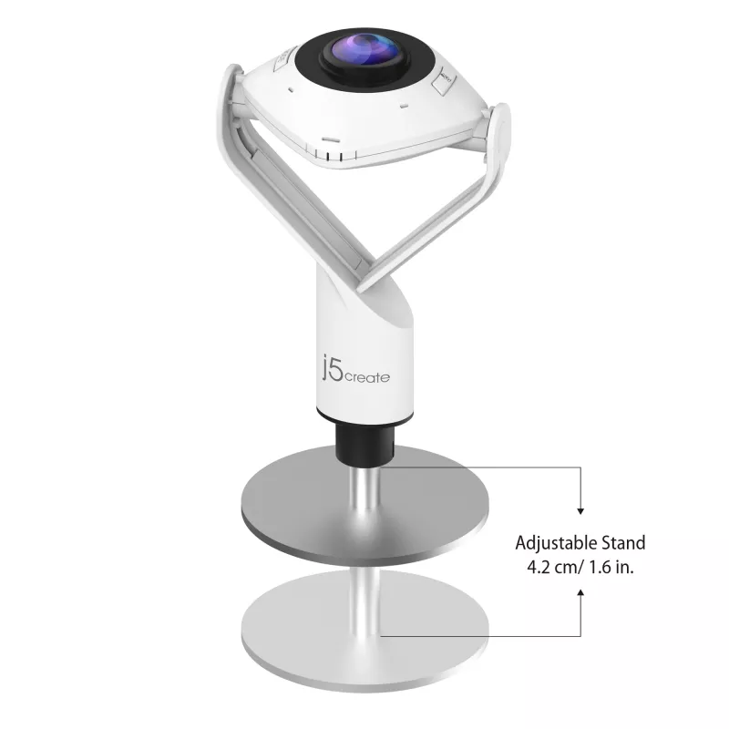 j5create JVCU360 360° All Around Webcam, 1080p Video Capture Resolution, White and Black