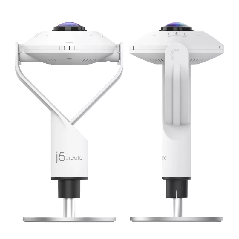 j5create JVCU360 360° All Around Webcam, 1080p Video Capture Resolution, White and Black