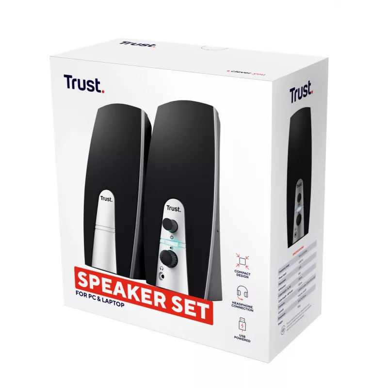 Trust 24660 speaker set 5 W PC/Laptop Black, Metallic 2.0 channels
