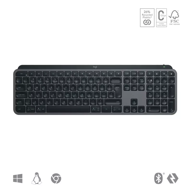 Logitech MX Keys S Keyboard Universal RF Wireless + Bluetooth AZERTY Belgian Graphite