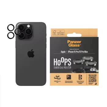 PanzerGlass ® Hoops® Metal Camera Lens Protector Black iPhone 15 Pro | 15 Pro Max