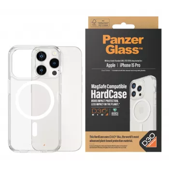 PanzerGlass ® HardCase Transparent w. White MagSafe & D3O® iPhone 15 Pro