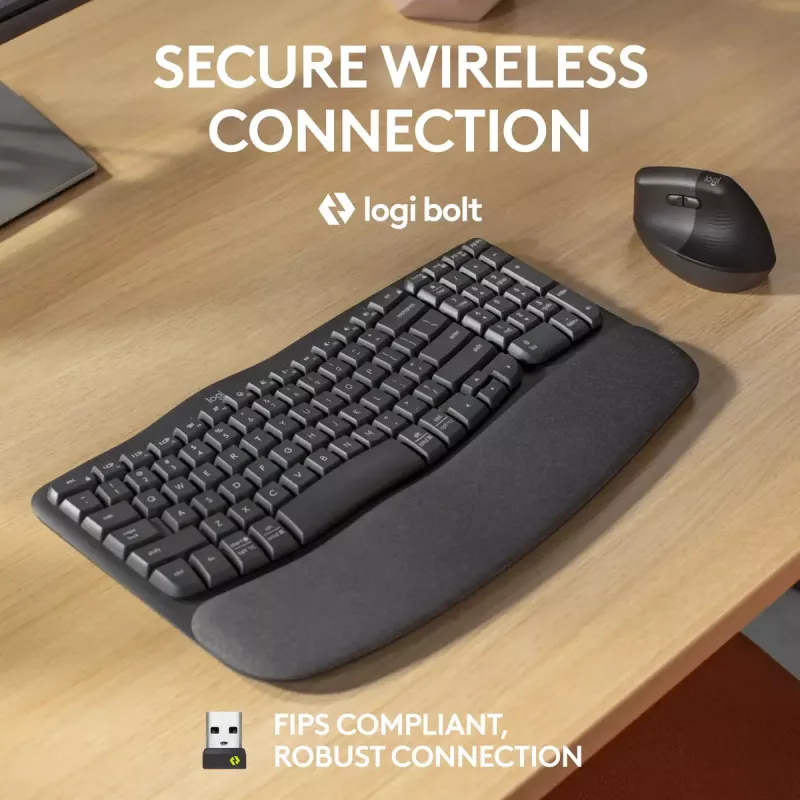 Logitech Wave Keys for Business Ergonomic Keyboard Full-size Wireless
