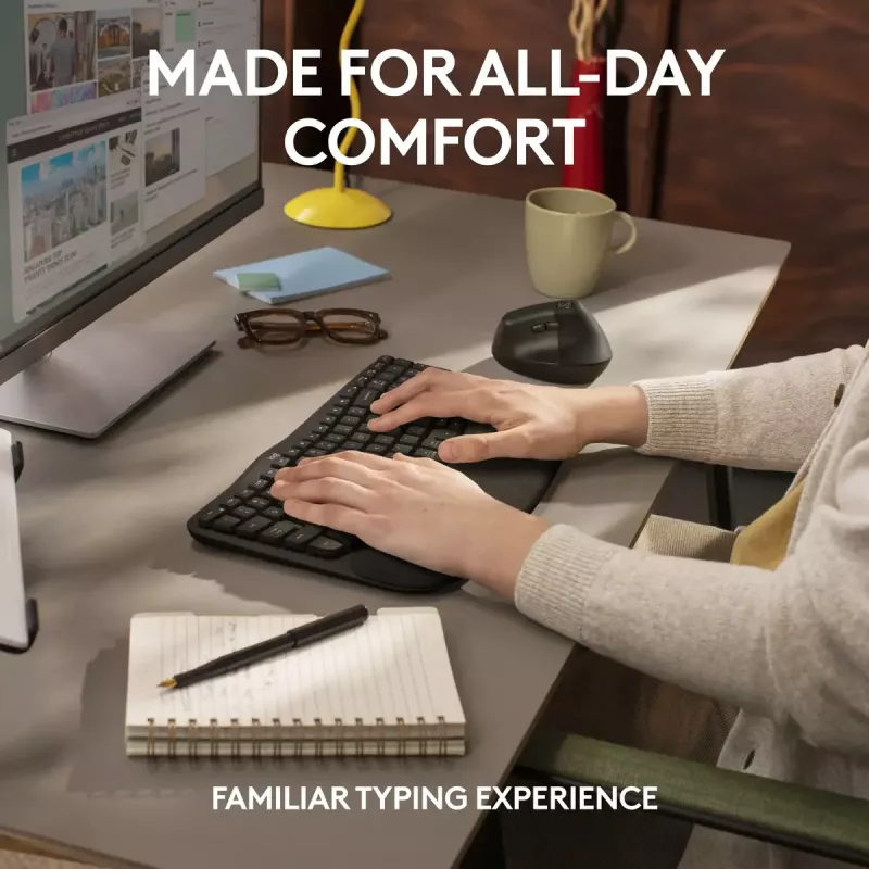 Logitech Wave Keys for Business Ergonomic Keyboard Full-size Wireless