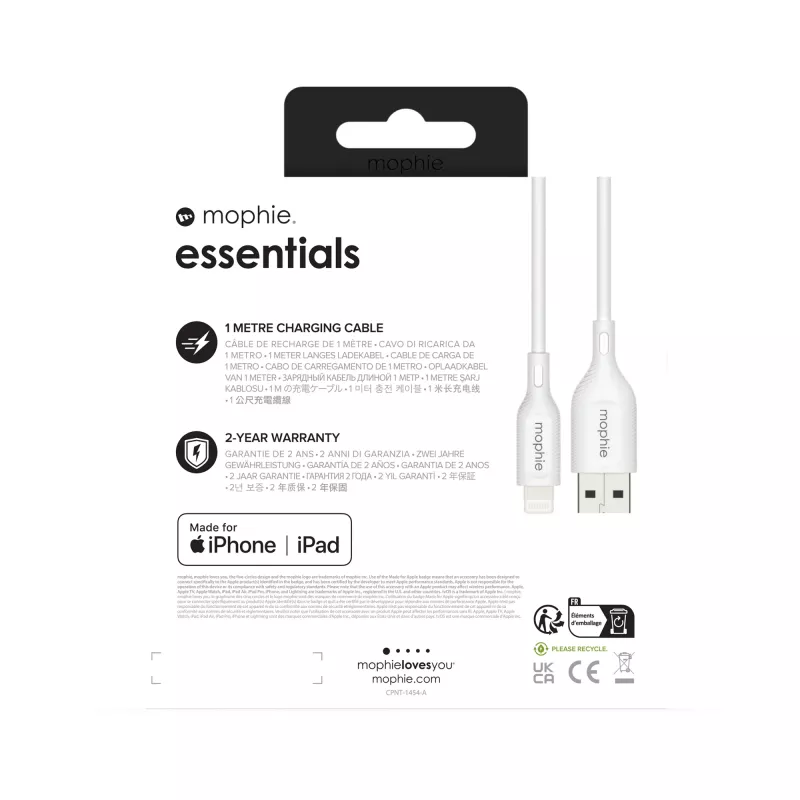 Charging Cable mophie essentials 1M Lightning to USB A 12W