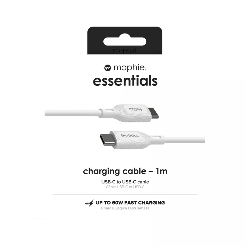 mophie essentials charging cables | 1M USB cable USB 2.0 USB C White